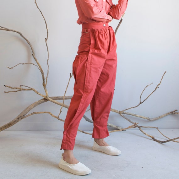 vintage red coral cargo baggy pants / sz S / XS - image 4