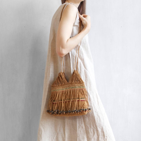 Rare handmade woven straw sisal boho bag OOAK - image 3