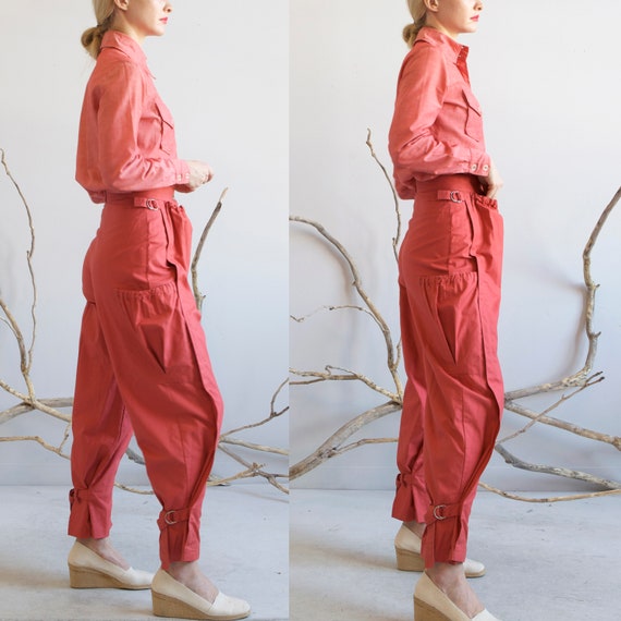 vintage red coral cargo baggy pants / sz S / XS - image 8
