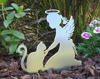 Small Pet Memorial Angel Garden Yard Stake,  Loss of Cat Pet Sympathy Gift | Rainbow Bridge | Bereavement  Pet Memorial Gift