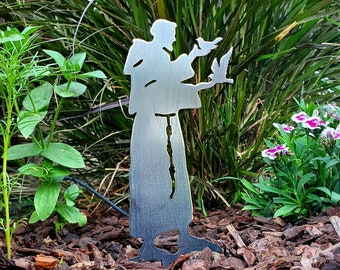 St. Francis Garden Stake 9" | Metal Saint Francis of Assisi Outdoor Garden Sculpture Statue Yard Art