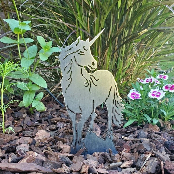 Small Unicorn Fairy Garden Stake, Metal Unicorn Fairy Garden Yard Art, Fairy gift, Garden fairy Art, Yard Art, Magic Fairy Garden