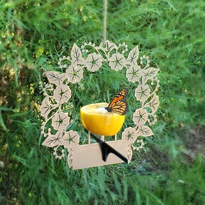Fresh Fruit Birdfeeder | 8" Raw Steel | Butterfly Pollinator Feeder | Gift For Bird Lover Garden