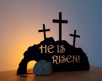 Empty Tomb | Easter Scene | He Is Risen | Easter Nativity | Resurrection Cross | Religious Easter Decor
