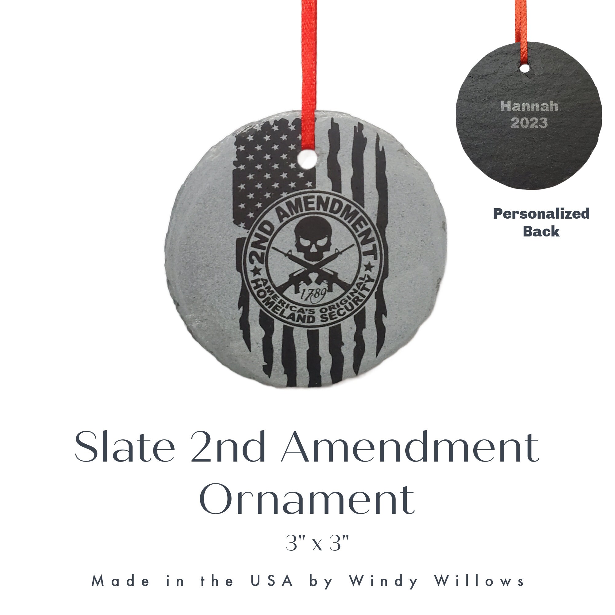 USA Patriotic 2nd Amendment Ornament | 3