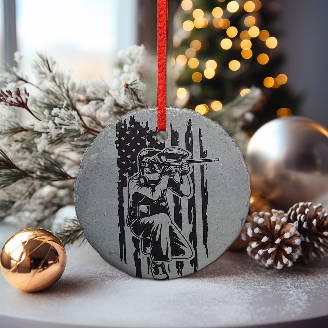 Paintball Ornament 3 Airsoft Ornament Personalized Rustic Christmas