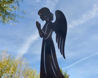 Small Angel Garden Stake 9" | Metal Outdoor Garden Sculpture Religious Christian Statue Yard Art