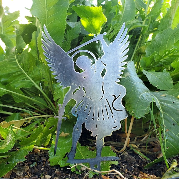 Saint Michael Garden Stake | Archangel Metal Garden Art | Catholic Garden Decor | Christian Yard Stake | Angel Garden Ornament | Made in USA