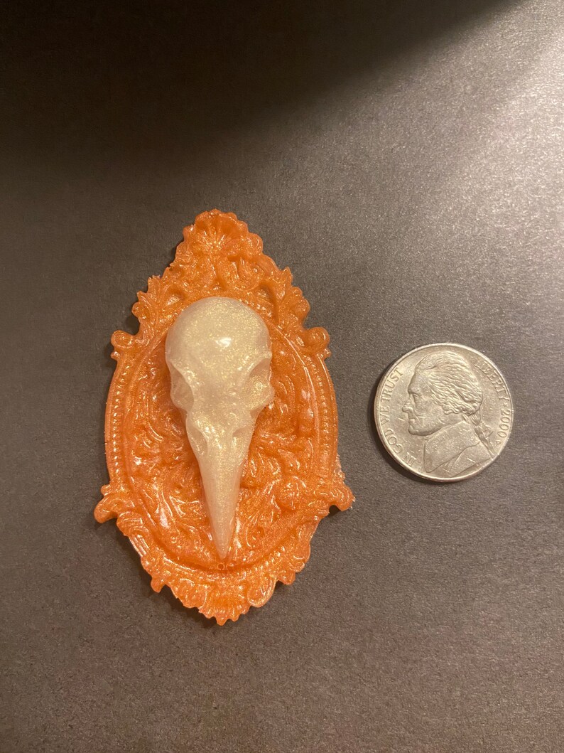 Halloween Crow Skull Brooch