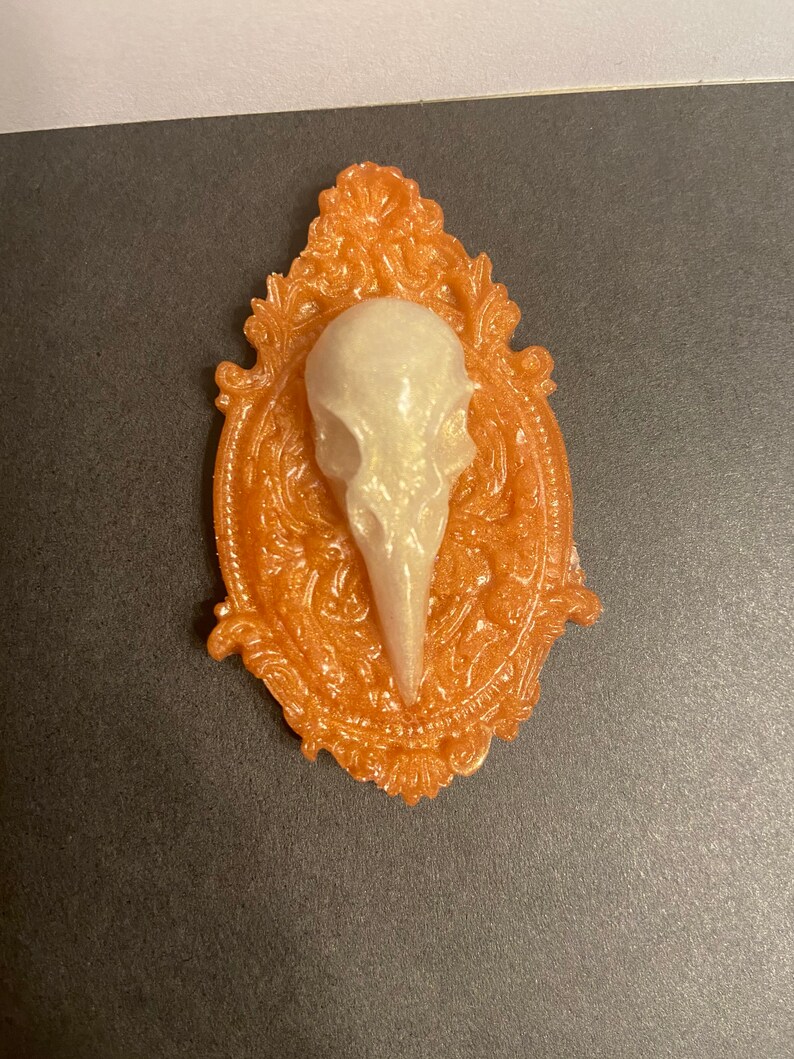 Halloween Crow Skull Brooch