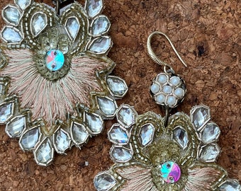 Upcycled Vintage Sari Statement Earrings