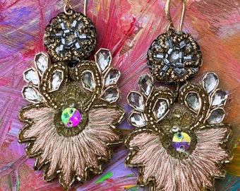 Upcycled Vintage Sari Statement Earrings