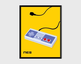 Japanese NES Gaming Controller Print Pop Art Illustration Poster [yellow]