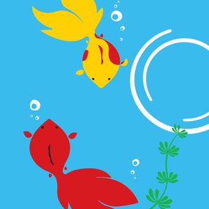 Japanese Kingyo Goldfish Print Pop Art Illustration 24 × 36 inches