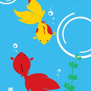 Japanese Kingyo Goldfish Print Pop Art Illustration 18 × 24 inches