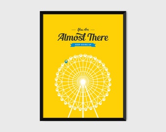 Japanese Ferris Wheel Retro Print Illustration & Typography Poster [yellow]