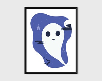 DIGITAL DOWNLOAD - Japanese Supernatural Halloween Ghost Bats Print Pop Art Illustration