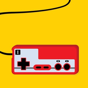 Japanese Famicom Gaming Controller Print Pop Art Illustration Poster yellow 24 × 36 inches