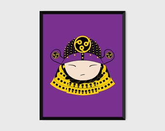 Japanese Samurai Warrior Print Pop Art Illustration Poster