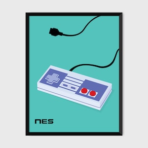 Japanese NES Gaming Controller Print Pop Art Illustration Poster green image 1