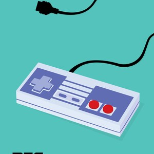 Japanese NES Gaming Controller Print Pop Art Illustration Poster green 16 × 20 inches