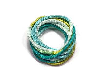 Green tone cotton icord striped shades of green tricotin cord craft supply