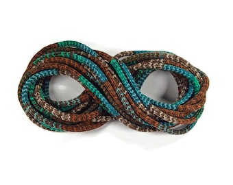 Teal Brown Tricotin Cord Yarn for Wire Word Art, Earth Tone Crafting Supplies