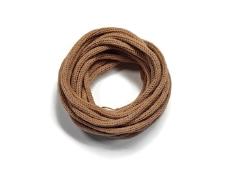 Taupe knit tube yarn cord. Handmade i-cord Tricotin cord for crafts