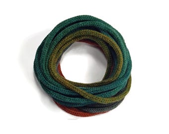 Mandala multicolor knit tube yarn. 7 yards Warlock jewel tone tricotin i-cord