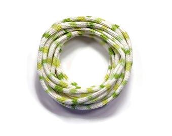 Green stripes cotton tricotin handmade icord tube yarn cord for crafts.