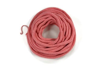 Rose Pink Soft Knit Cord Tube Yarn for Wire Art, Baskets