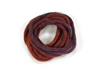 Mandala rplum brown knit tube yarn. 4 yards Warlock soft tricotin i-cord