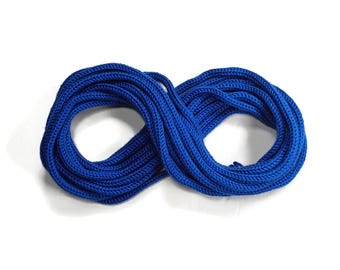 Royal blue tricotin knit cord. Handmade blue i-cord 9 yards craft cording.