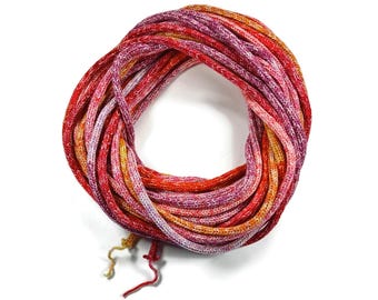 Pink Orange Stripe Knit I-Cord, 25 Yards Acrylic Yarn Crafts