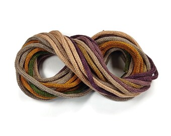 Mandala jewel tones knit tube yarn. 18+ yards bulk tricotin i-cord Warlock colorway