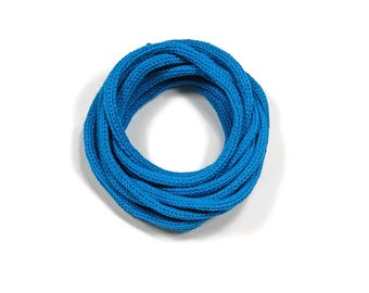 Turquoise cotton tricotin i-cord tube yarn craft cording.