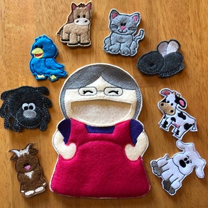 Old lady who swallowed a fly finger puppets