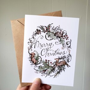 Merry Christmas Wreath Card Pack of 4