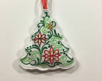 CHRISTMAS TREE ORNAMENT! Holiday Tree. Elegant Tree. Seasonal Ornament. Embroidered Felt Ornament for trees, gifts, stockings & more!