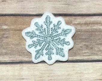 SNOWFLAKE FELTIES! SNOW Clippie. Felties for hair accessories, cards, scrap-booking, clothing, planner clips, craft embellishments, & more!