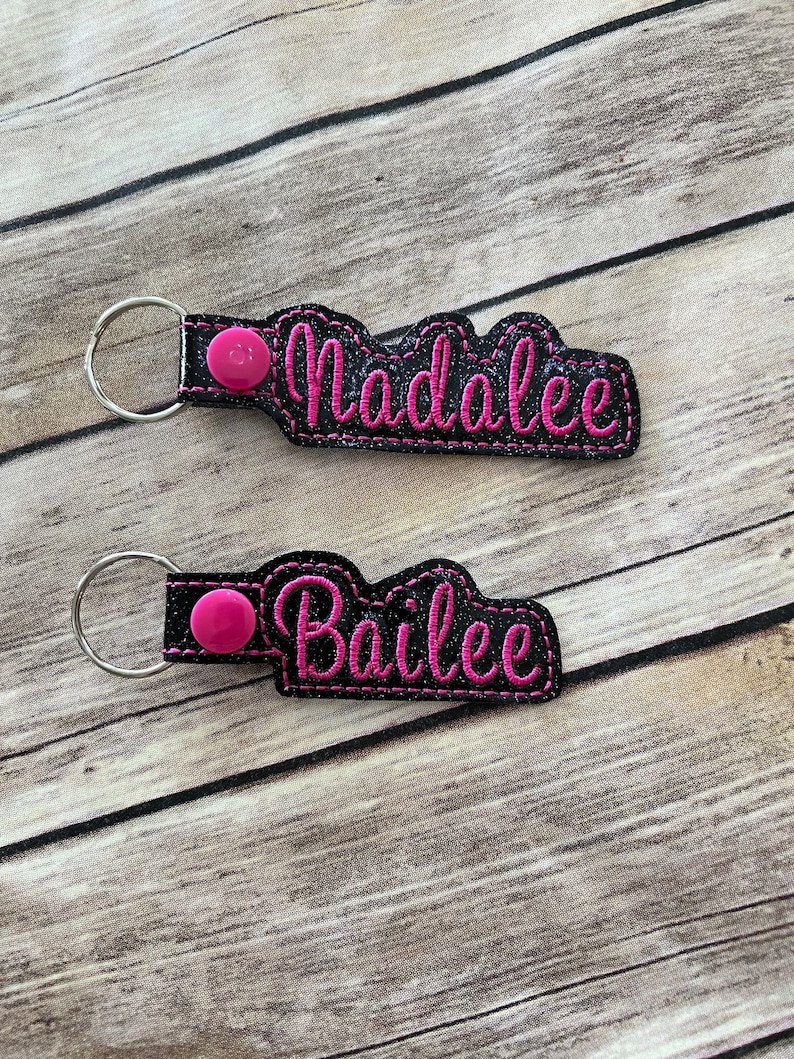 PERSONALIZED KEY FOB. Name Snap Tab School Key Fob. Etsy