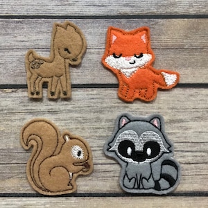 ¡FIELTROS DE ANIMALES DEL BOSQUE! Amigos del bosque. Lazos para el pelo. Tarjetas. Scrapbooking. Ropa. Clips para agendas. Diarios. Adornos para manualidades y mucho más.