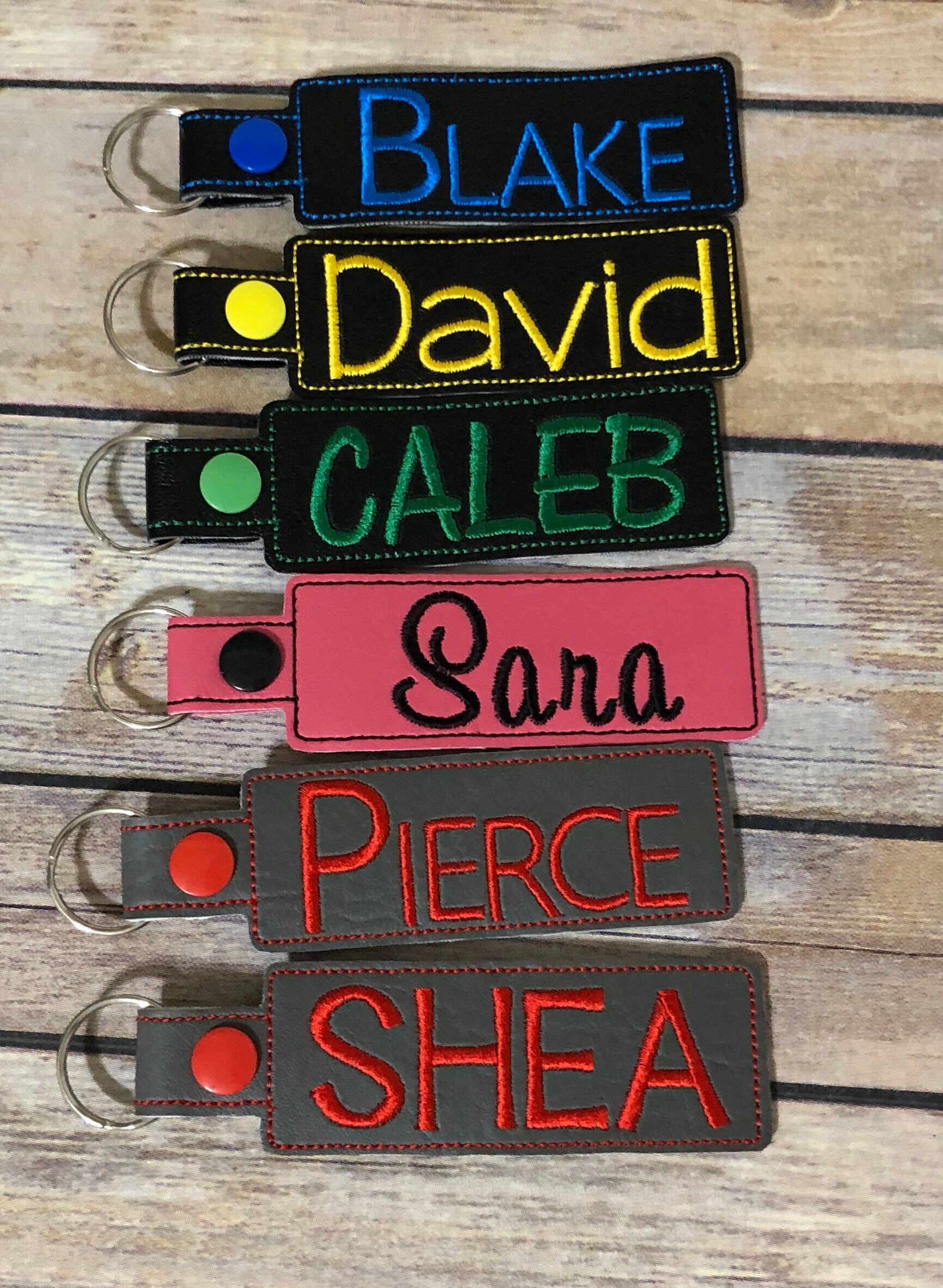 PERSONALIZED KEY FOB. Name Snap Tab School Key Fob. Etsy