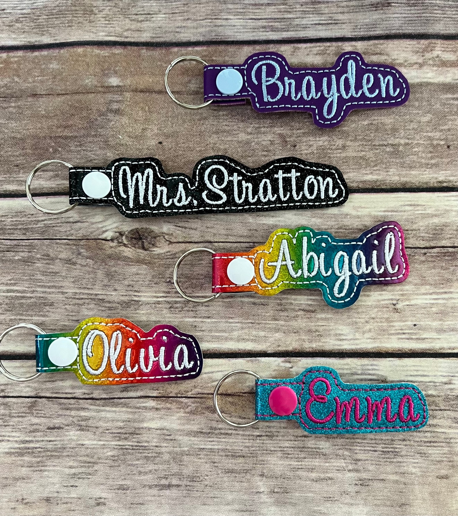 PERSONALIZED KEY FOB. Name Snap Tab School Key Fob. Etsy