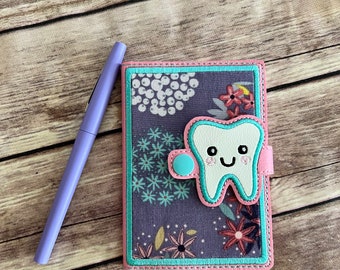 TOOTH NOTEBOOK COVER! Mini notebook. Tooth Notebook. Mini Notepad. Coworker gift. Party favor.