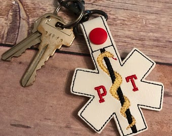 PHYSICAL THERAPIST key fob. PT fob. Physical therapist snap tab. Key chain. Perfect for purses, bookbags, keys, diaper bags & more!