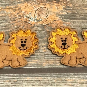 FELTIES DE LEÃO! Leão. Leões. Felties para laços de cabelo, cartões, scrapbooking, roupas, clipes de agenda, rolos de crachá, enfeites de artesanato e muito mais!
