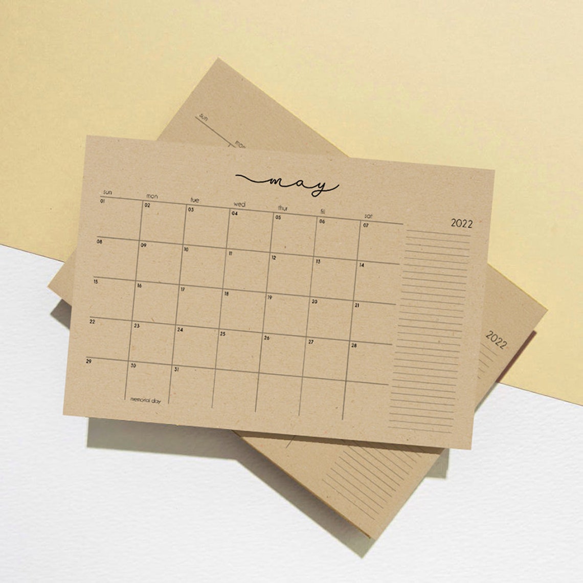 Extra Large Recycled Kraft Paper 3 Year Wall Calendar Simple Etsy