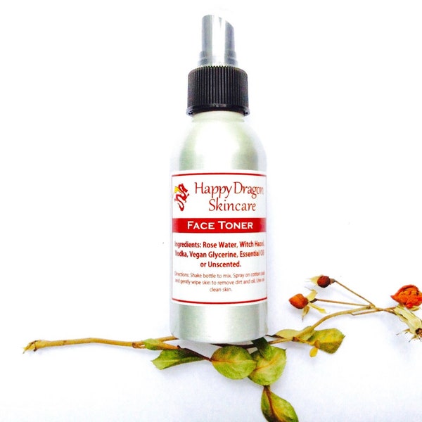Face Toner | Refreshing Rosewater Spray | Balance Oily Skin | Pore Tightening | Natural Essential Oil or Unscented | Happy Dragon Skincare