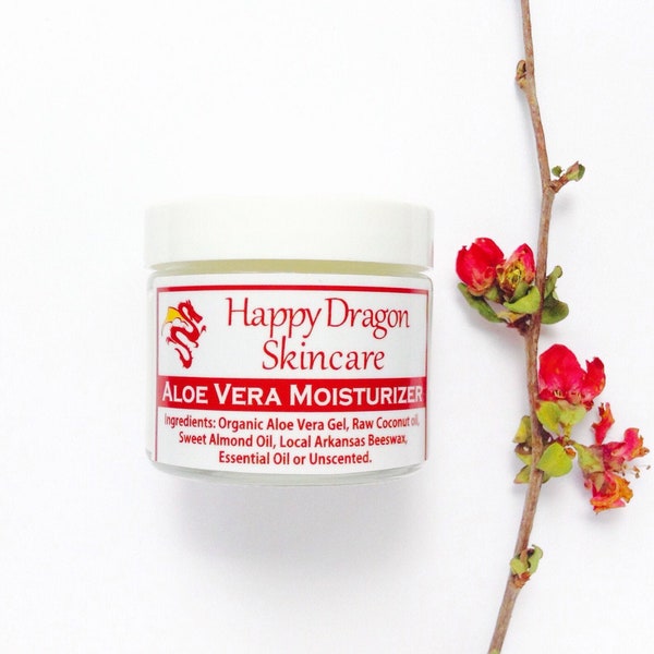 Shea Butter Face Moisturizer with Aloe | Nourish, Hydrate Dry, Sensitive Skin | Natural Unscented Daily Face Cream | Happy Dragon Skincare